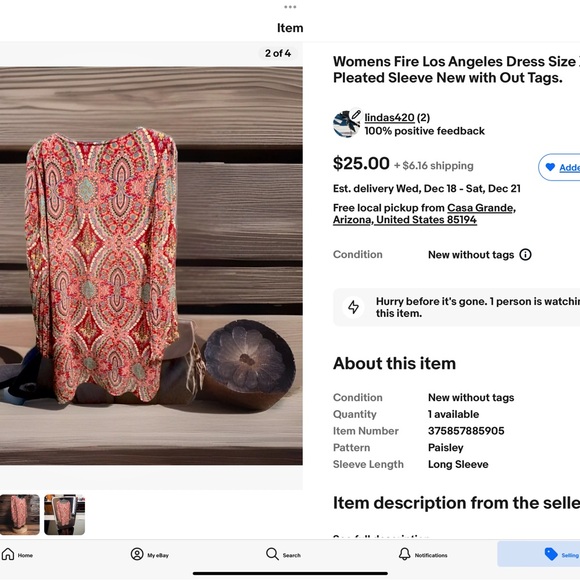 Fire Los Angeles Dress is perfect for any occasion.XL BEAUTIFUL paisley pattern. - Picture 4 of 7